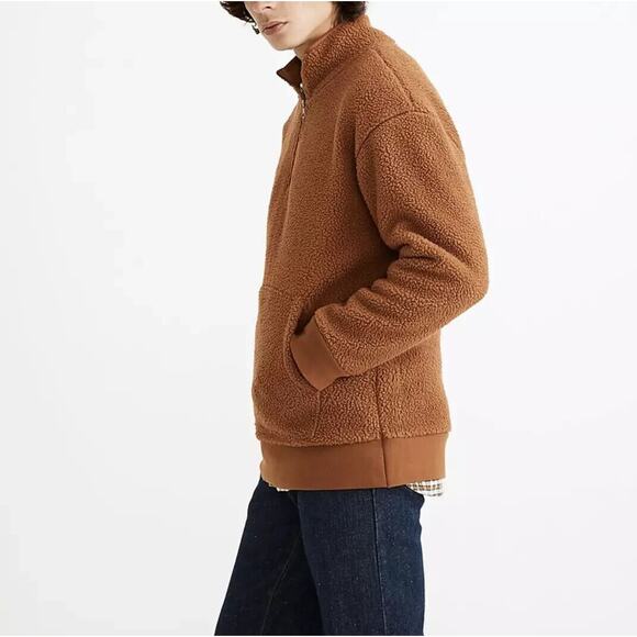 Madewell Brown Rust Sherpa Half Zip Pullover Sweater Sweatshirt - Men’s Size S - Picture 8 of 9